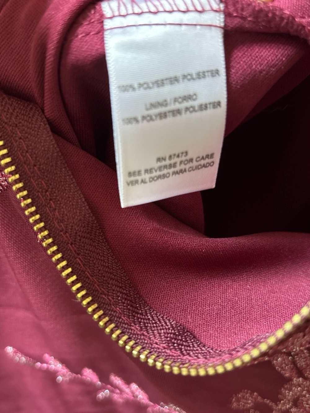 Burgundy Embroidered lace Sleeveless Dress in Rich Berry with Gold Zipper - Picture 3 of 9